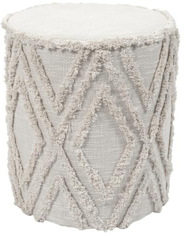 HOME DECO FACTORY, HD0502, Mirage Beige Pouf – Ergonomischer Komfort, Elegantes Design, vielseitig und pflegeleicht – Ideal für Wohnzimmer, Schlafzimmer oder Büro – 37 x 41 x 37 cm, Beige