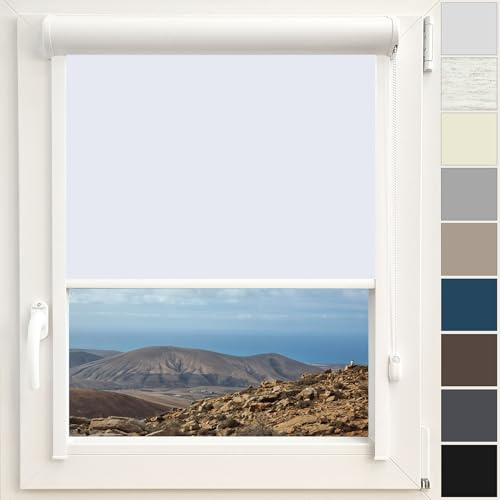 Kassettenrollo Verdunkelungsrollo Thermo Rollo | Fertigung nach Maß | Zum Anschrauben oder Kleben | Für Türen und Fenster | Thermostoff Blackout | Mit Kassette und Führungsschienen | Farbe Weiß