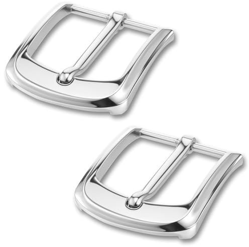 Classicseali 2pcs Mens Belt Buckle, Heavy Duty Single Prong Square Metal Belt Buckles for Men, 38-40 mm (1.5In -1.6In) Replacement Belts Buckle for Men Women Silver