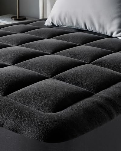 Schwarz Matratzen Topper 180x200cm – Ultraweicher, atmungsaktiver und kühlender Schutz aus Bambusviskose, optimale Liegehöhe