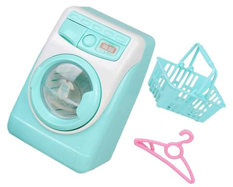 Parliky Mini Washing Machine with Realistic Sound Educational Plaything for Boys Cartoon Design Household Appliance Model Safe Smooth Surface Pretend Play