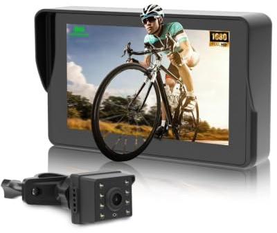 CEMOFE Miroir à Vélo avec Protection Anti-éblouissement Rétroviseur de Guidon de Vélo Camera Velo Arriere avec écran de 5 1080P Vision Nocturne Angle de 110 °pour Les Vélos De Montagne Et Route