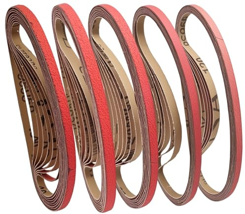 40 stycken bandslipband, 9 x 533 mm, 40/60/80/100/120 korn, ersättningsslipband set för fingerslipar, polering metall, trä