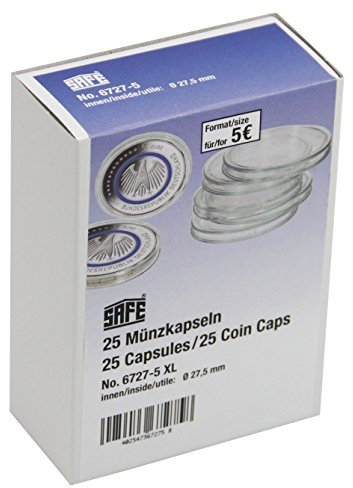25er Pack SAFE Münzkapsel 27,5mm - geeignet für z.B. 5 Euro Blauer Planet, Tropische Zone