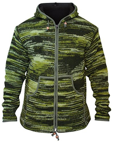 SHOPOHOLIC FASHION Chaqueta Hippie De Lana Con Teñido Anudado Para Hombre, Vert Militaire, Large