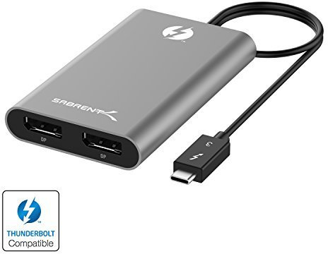 Sabrent Thunderbolt 3 zu Dual DisplayPort Adapter [Unterstützt bis zu zwei 4K 60Hz Monitore auf Mac und einigen Windows Systemen] (TH-3DP2)