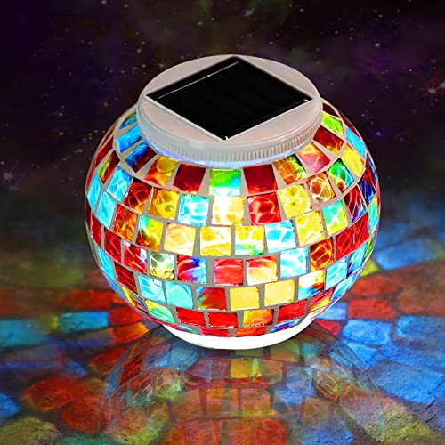 Joyathome Color Changing Solar Lights Outdoor Waterproof, Mosaic Table Lamp
