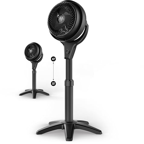 Vornado 602 Whole Room Air Circulation Pedestal Fan with 3 Speeds, Height Adjustable, Personal, Black