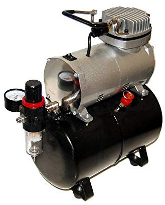 Gloriashoponline COMPRESSORE CON SERBATOIO ARIA PER AEROGRAFO AEROPENNA MODELISMO MINICOMPRESSORE