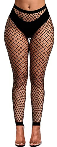 XIUSEMY Sexy Tights for Woman Fishnet Stockings Footless High Waist Pantyhose Leggings Black(B2)