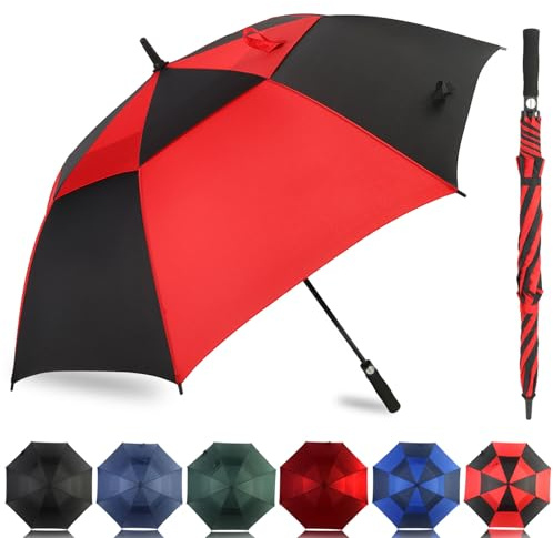 LLanxiry Large Golf Umbrella, 54-72 Inch Windproof Double Canopy, Auto Open