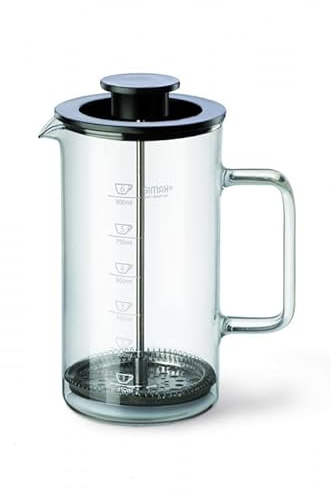 SIMAX French Press Kaffeemaschine, 1 Liter Kaffeepresse, spülmaschinenfeste Glas-Kaffeemaschine mit Filter, heißes und kaltes sicheres Borosilikatglas, leicht zu reinigen