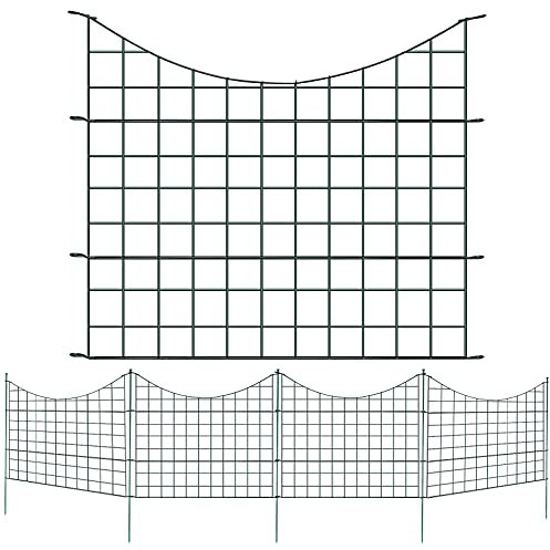 Izrielar Teichzaun Gartenzaun, 33 Stück Set Campingzaun, Teichzaun Steckzaun Metallgitter - 15 Zaunelemente 18 Befestigungsstäbe (Unterbogen)