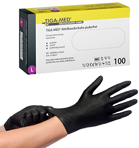 Nitrilhandskar, svart, S, M, L, XL, BIG PACK 1000/2000/4 000 stycken, puderfria latexfria skyddshandskar, arbetshandskar, undersökningshandskar (L, 4000)