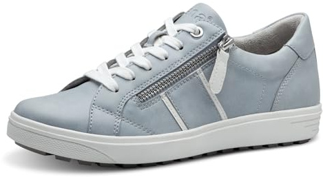 Jana Damen Sneaker flach zum Schnüren mit Reißverschluss, Blau (Himmelblau), 38 EU