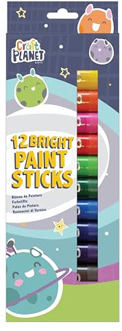 Craft Planet Paint Pens - 12 Kids Washable Paint Sticks In Assorted Bright Colours - Perfect Paint Option For Kids, Toddlers, Baby, For Finger Painting, Poster Art, Handprints, Crafts & Window Art