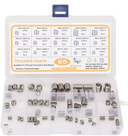 Kit Completo De Surtido De Insertos Roscados: Juego De 65 Piezas De Insertos De Reparación De Roscas De Acero Inoxidable Y Tuercas Reductoras Para Diversas Necesidades De Reparación De Roscas