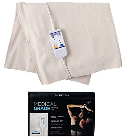 Medical Grade Heating pad with Automatic Moist Heat by Thermotech, High Heat Heating pad for Back Pain and Cramps - 2nd Gen Version (Extra Large King Digital - 26 by 14)