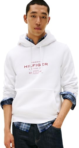 Tommy Hilfiger Sudadera Hombre Oval Graphic con Logotipo, Blanco (White), L