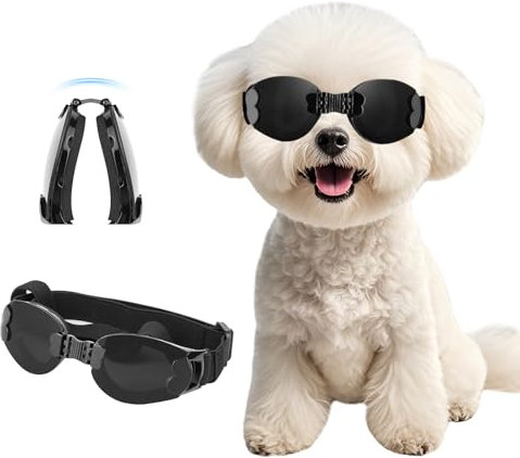 NAMSAN Faltbare Sonnenbrillen für Hunde Wasserdicht Winddicht Motorradbrille Hund für Mittel/Gross Hunde-Black