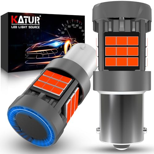 KATUR Ampoule 1156 BA15S P21W LED, Canbus 500% Luminosité 3000LM Rouge avec Ventilateur 7506 1141 LED pour Feu Antibrouillard Arrière, 2PCS