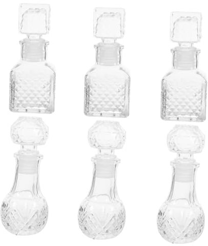 MOKKHNB 6 Pièces Bouteille d'essai décanteur pour amateur de vin carafe à liqueur en cristal bouteille de vin créative bouteille de voeux en cristal Un verre Transparent