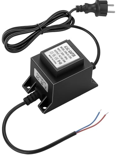 Muzveik Transformator 230V auf 24V AC/AC, LED Trafo 30W 1.25A, Wasserdichte IP68 Netzteil für Gartenbeleuchtung, Brunnen und Pool