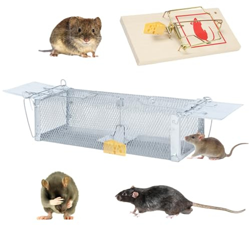 2 Stück Rattenfalle Lebendfalle Set, Marderfalle Lebendfalle für effektive Nagetierbekämpfung, 41 * 14 * 11cm große für Ratten und Marder, hochwertige galvanisierte Stahlkonstruktion mit doppe