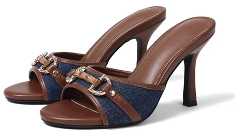 AOSPHIRAYLIAN High Heels Sandals for Women 2026 Heels for Women Open Toe Slip on Heeled Mules Womens Sandals Comfortable Peep Toe Wedding Party Dress Shoes