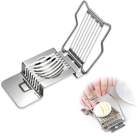 Affettatrice uova in acciaio inox lavabile in lavastoviglie, taglia-uova, affettatrice precisa con fili di taglio, strumento per tagliare uova, kiwi fragole, cibi morbidi, argento