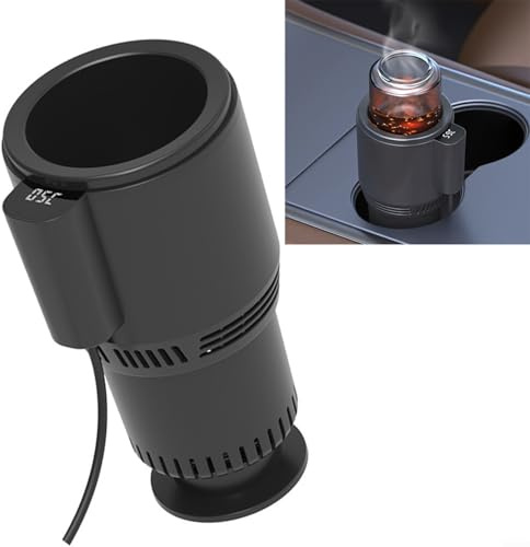 Momfin Portavasos 2 en 1 para coche, enfriador y calentador para bebidas frías y calientes, portátil para mini nevera, para uso en oficina y viajes, material ABS, diseño compacto