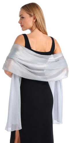 Silver Shawl and Wraps for Women,Evening Shawls for Dresses,Shimmering Elegant Shawl,Stylish and Beautiful,Perfect for Weddings,Parties,Formal Dinners,Formal Dances,Evening Gowns,Bride,and Bridesmaids