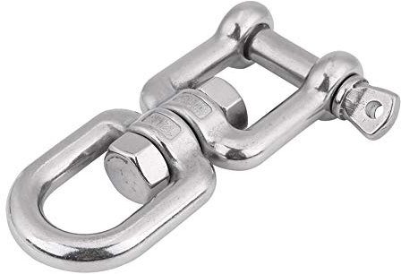 Heavy Duty Swivel Link, Heavy Duty 304 Stainless Steel Swivel swing Eye ing Snap hook Hooks Rolling Shackle Device Marin With Key Rings Silver(12mm)
