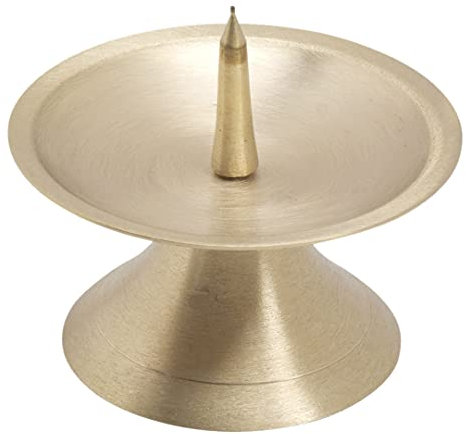 NKlaus Scheibenleuchter Ø9cm Messing Gold Kerzenleuchter matt Altarleuchter mit Dorn 10717