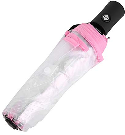 Tyenaza Paraply, hopfällbart och bärbart paraply genomskinliga regnparaplyer dammode paraply hushållstillbehör (svart och rosa) (penna)