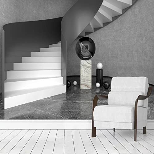 YXTSmurals Fotomurales Efecto 3D Gris Casas Escaleras Xxl Papel Pintado Tejido No Tejido Decoración De Pared Decorativos Murales Moderna De Diseno Fotográfico