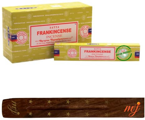 Original Satya Nag Champa Frankincense Incense Sticks | with M&J incense sticks holder | Full Box | for Aromatherapy, Spa, Yoga, Weddings, Meditation, Healing, Positivity and Relaxation