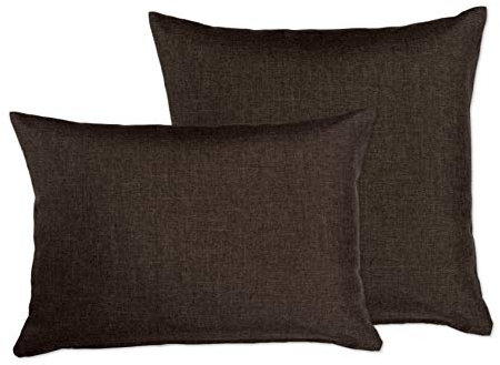 BEAUTEX Kissenhüllen in Leinen Optik, Kissen Kissenbezug Sofakissen mit Reißverschluss, Größe wählbar(2 St. 40x60 cm Dunkelbraun)