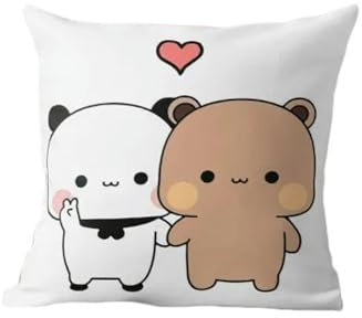 PARREN Kissenbezug 2Pcs Panda Bär Umarmung Bubu Duda Mochi Pfirsich Katze Wurf Kissen Schlafzimmer Sofa Anime Bett Mode Kissenbezug-1-40X40Cm