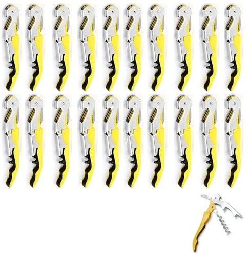 ApribotTiglie di Vino, Cavatappi Professionale Set Apribottiglie di Vino, Cerniere in Acciaio Inossidabile Chiave di Vino per Camerieri del Ristorante, Sommelier, Baristi (yellow 20 pieces)
