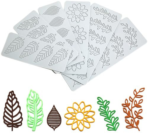 Auped Set 6 Pezzi Tappetino Silicone per Dolci Francesi - Stampi Decorazione Torte con Motivo Fiore e Foglia | Antiaderente, Resistente al Caldo, Lavabile per Cioccolato/Zucchero