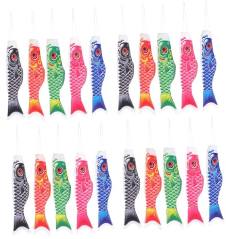 Kisangel 20 Piezas Serpentina De Carpa Manga De Viento Aire Koinobori De Viento Manga De Viento De Pescado Poste De Manga De Viento Manga De Carpa Satinado a Mano
