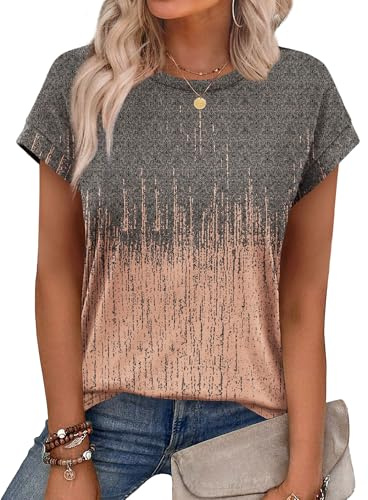 Alaroo Print T Shirts for Women Short Sleeve Casual Summer Tops Lightweight Print 16 S