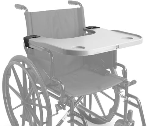 PEPE Mobility Plateau Fauteuil Roulant Amovible avec Porte-Gobelet, Table Repas et Accessoire Universel, Facile à Installer, Gris