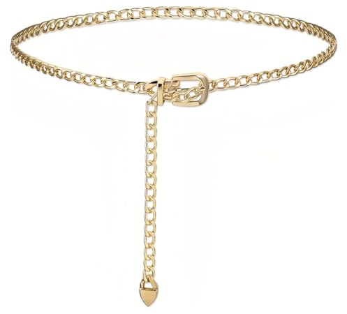 WUSJCOF Ceinture Chaîne Dorée Femme Élégante - Ceinture Chaîne Réglable pour Jeans et Robes