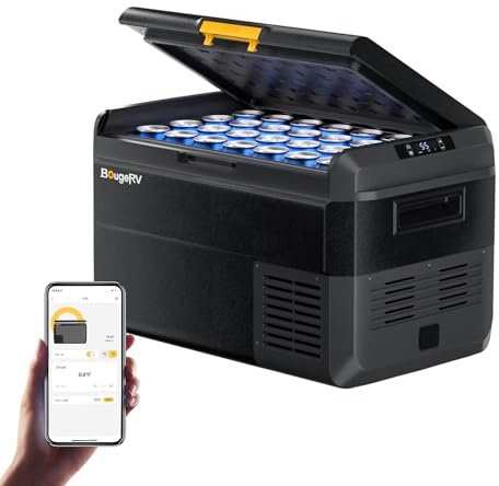 BougeRV CRS 40L compressore frigo box 12 V/24 V 230 V con controllo APP cestino integrato portatile per auto, congelatore, campeggio, frigorifero, elettrico, IPX4, impermeabile, per viaggi, barca