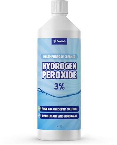 Pure Safe Hydrogen Peroxide 3% Solution 1 Litre – Multi-Purpose Household Cleaner, Surface Disinfectant, Mould and Mildew Remover, Stain Fighter, Grout Whitener, Kitchen and Bathroom Sanitiser
