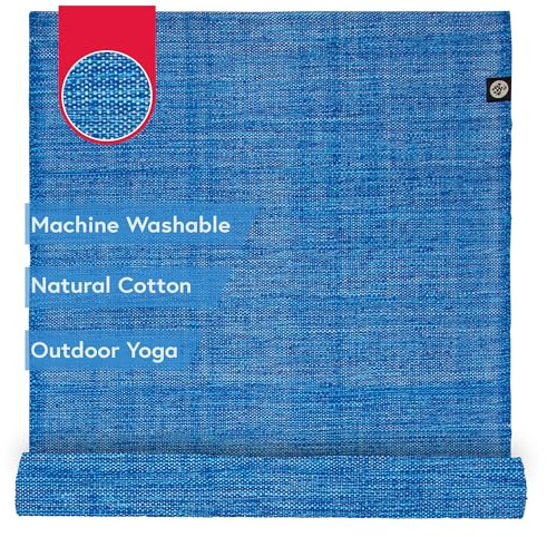 Manduka Shala Yoga Rug- Hand Woven Yoga Rug, Great for Travel and Outdoor Meditation Made with Recycled Cotton 71 x 26 inches