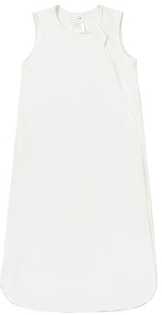 OPAWO Baby sovsäck, 0,5 Tog sovsäck, 100 % mjuk bambu-rayon baby sommar ärmlös swaddle filt med tvåvägs dragkedja för unisex småbarn nyfödd sovsäck 0-36 m, Vitt, 0-6 Månader