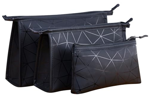 MLPKOI 3 Ppiezas Neceser Maquillaje, Neceser Viaje, Bolsa de Cosméticos, Bolsa Maquillaje, Nneceser de Viaje para Viajar Trabajo Diario, Bbolsa Organizadora para Mujeres y Niña (Negro)